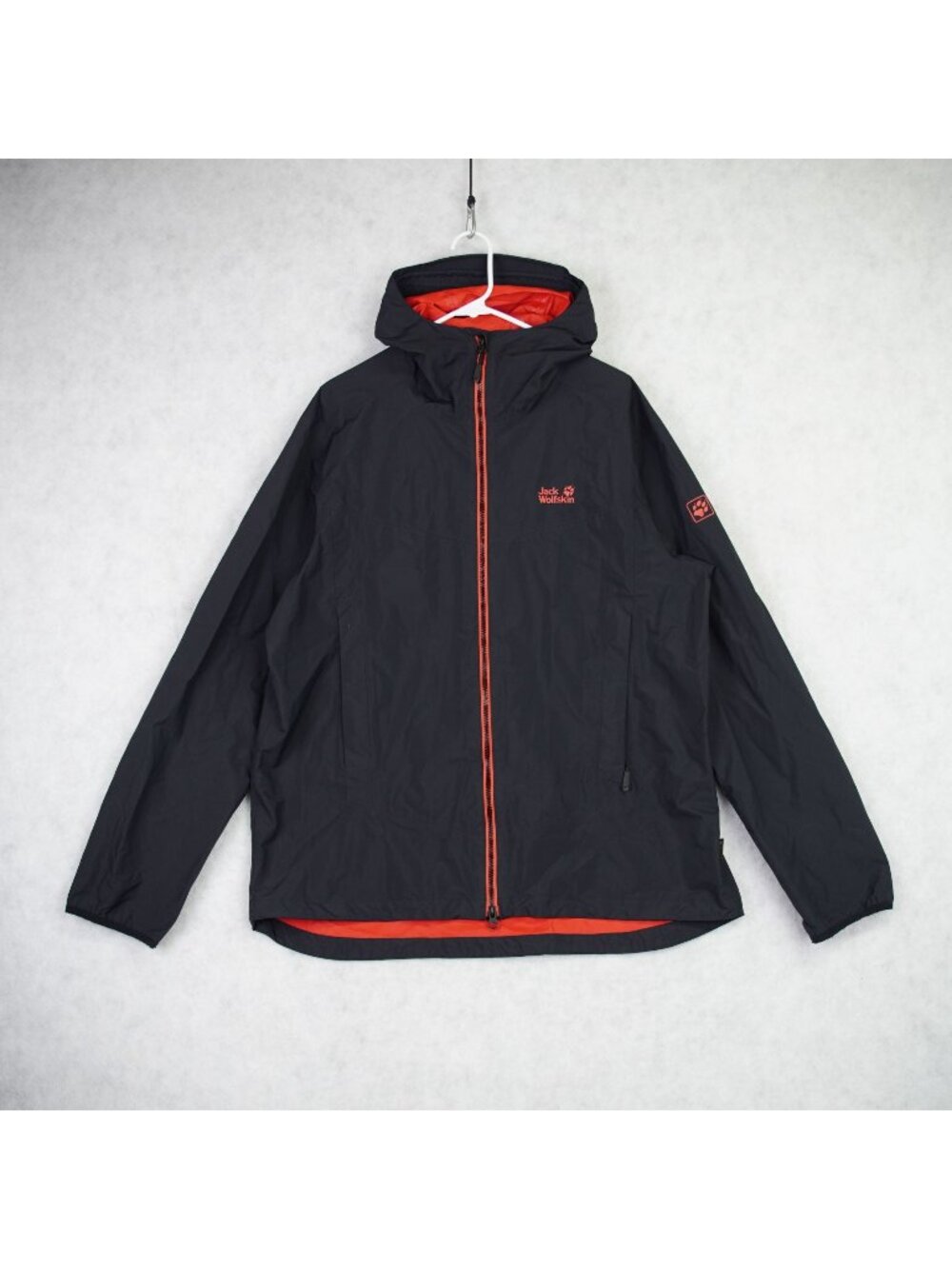 Jakc Wolfskin Mens Rain Jacket Sz XL Black Outdoor Lightweight Water-Resistant